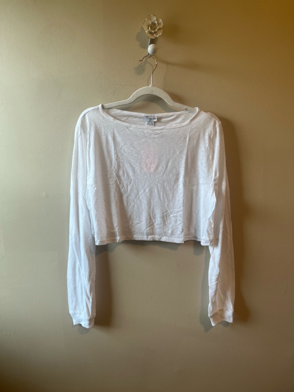 NWT Dippin' Daisy's Supima Cotton white Long Sleeve Crop top Medium